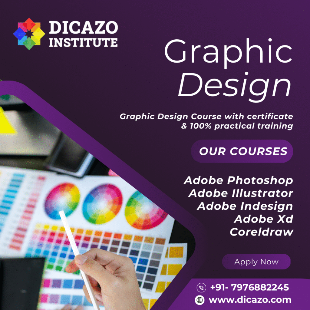 Graphic Design Course in Jaipur with certificate and practical training – Learn Adobe Photoshop, Illustrator, InDesign, XD, and CorelDraw.